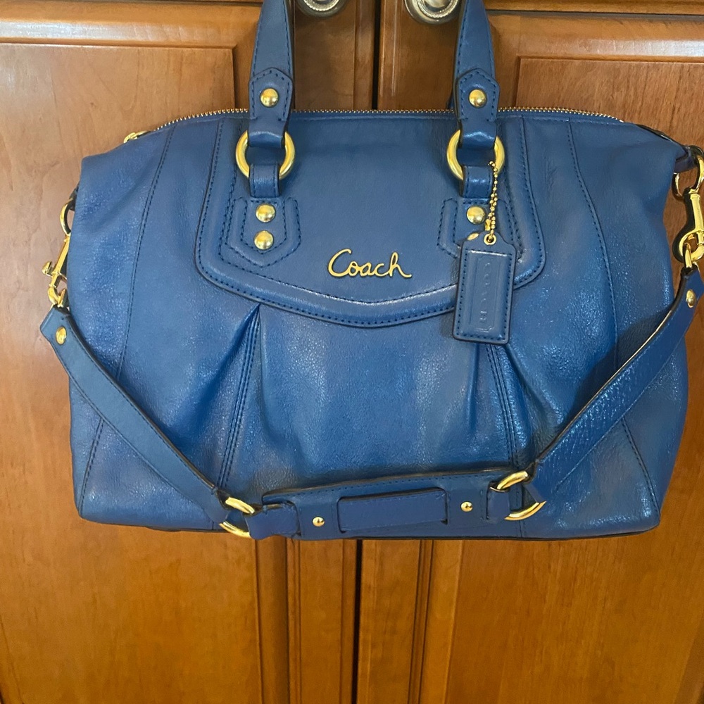 Coach Ashley Cobalt Blue Leather Satchel
